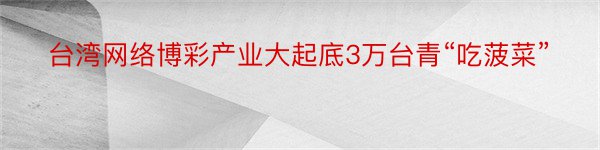 台湾网络博彩产业大起底3万台青“吃菠菜”